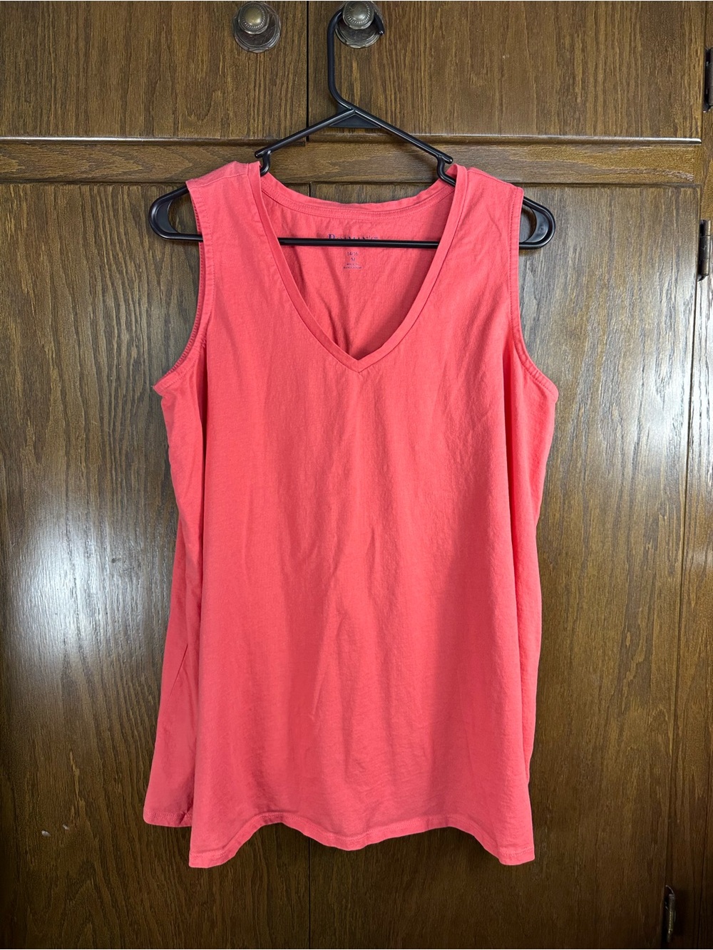 Roaman's Coral V-Neck Sleeveless Tank